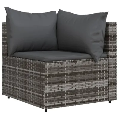 Image de Canapé d'angle de jardin avec coussins gris résine tressée