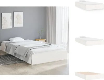 Produktbild von vidaXL Massivholzbett Weiß 90x200 cm -  Betten & Bettgestelle