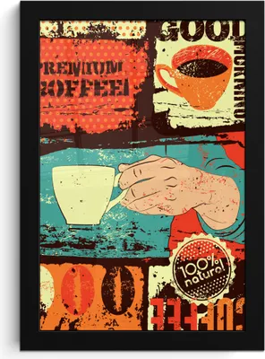 Produktbild von MuchoWow® MuchoWow® Gerahmtes Poster Kaffee - Collage - Vintage 20x30 cm - Poster mit zchwarzem Bilderrahmen - Drucken - Bilder Poster im Rahmen