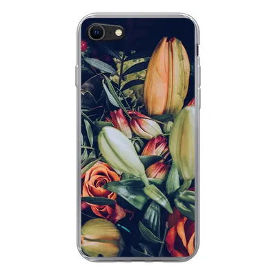 Produktbild von MuchoWow® Handyhülle Schutzhülle Hülle für iPhone SE 2020 Blumenstrauß - Stilleben - Blumen - Pflanzen - Rot Silikon Softcase Handy Hülle - Kartenbesitzer