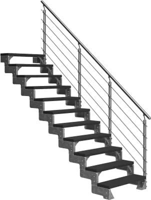 Produktbild von Dolle Außentreppe Gardentop 198-242cm Geschosshöhe mit Trimax anthrazit 100cm breit mit Prova-Geländer