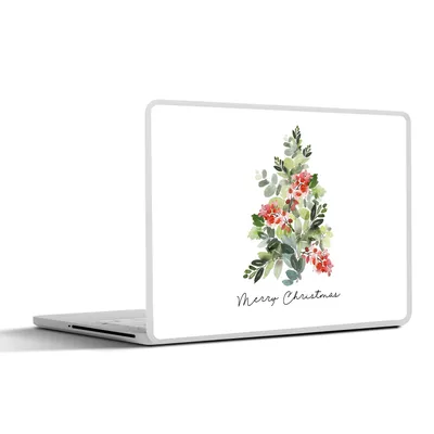 Produktbild von MuchoWow® Laptop Aufkleber Sticker Cover Weihnachtsbaum - Aquarell - Zitat 36.5x27.5 cm - Laptop-Sticker