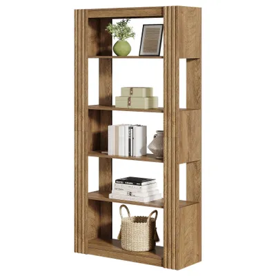Image de Tribesigns Bibliothèque, étagère sur pied de 180 cm de haut avec 5 niveaux, étagères ouvertes, étagère pour bureau, salon, chambre à coucher, bureau, brune rustique