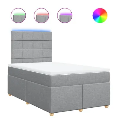 Image de vidaXL Lit boxspring avec matelas gris clair 120x190 cm Tissu
