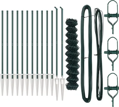 Produktbild von Möbel Kettenlink-Zaun mit 13 Spitzenpfosten 1,4x25 m verzinkter Stahl - Metallzäune 3351171