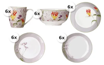 Produktbild von Kombiservice 30 tlg. Flora grau