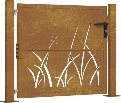 Produktbild von vidaXL Gartentor 100x100 cm Cortenstahl Gras-Design