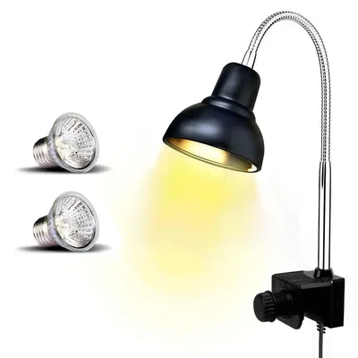 Produktbild von Terrarium Lampe UVA, Reptilien Wärmelampe mit E27 Fassung, 25W/50W Heizlampe, flexible Doppelhalterung für Schildkröten & Echsen