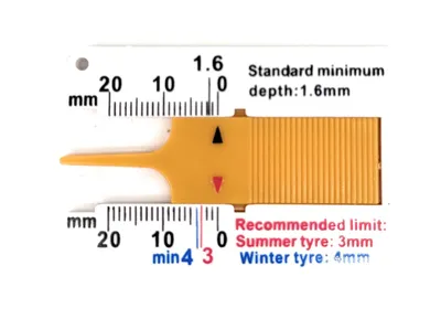 Produktbild von Reifenprofilmesser Auto PKW Kunststoff Tiefenmesser Profiltiefenmesser 0-20mm