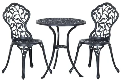 Immagine prodotto di Set da bistrot composto da 2 sedie e un tavolo | Colore: nero | Dimensioni: 60x60x65 cm