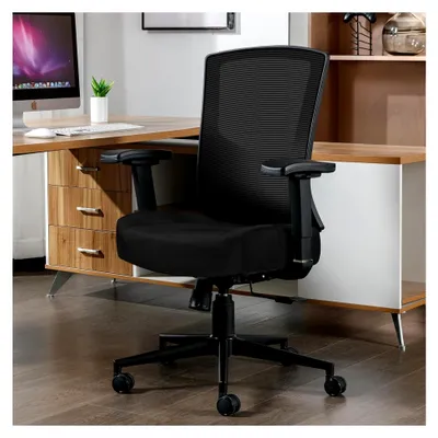 Produktbild von Ergonomischer Bürostuhl 200KG mit breiter Sitzfläche und 13cm Memory-Schaum, verstellbare Lendenwirbelstütze