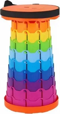 Produktbild von Tragbarer Klappstuhl Höhenverstellbar Hocker Klapphocker Teleskop Schemel für Camping Bunt