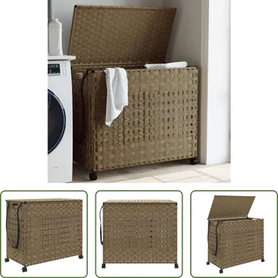 Zdjęcie produktu dla Living Store Kosz na pranie z kółkami 66x35x60 cm rattan