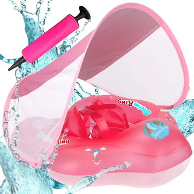Produktbild von AUFBLASBARER SCHWIMMRING Boot für KINDER Sitzring mit DACH Pumpe – rosa