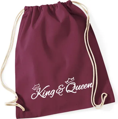 Produktbild von Huuraa Turnbeutel King & Queen Krone 12 Liter Burgundy Baumwolle Rucksack Geschenkidee