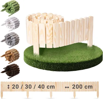 Produktbild von Rollborder Holz - 6 Farben - Höhe 20cm 30cm 40cm - natur 20 x 200cm - flexible Baumumrandung - Beeteinfassung - Rasenkante