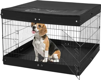 Produktbild von Hundespielplatz 4-teilig, faltbarer Metall-Hundespielplatz mit Bodenpolsterbezug