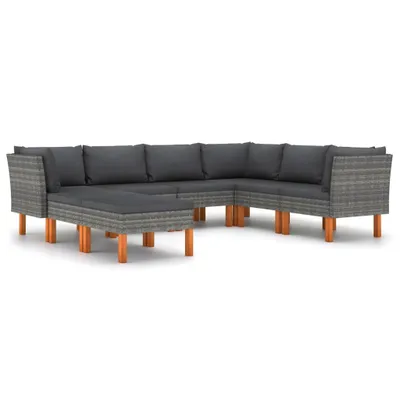 Produktbild von vidaXL 8-tlg. Garten-Lounge-Set mit Kissen Poly Rattan Grau