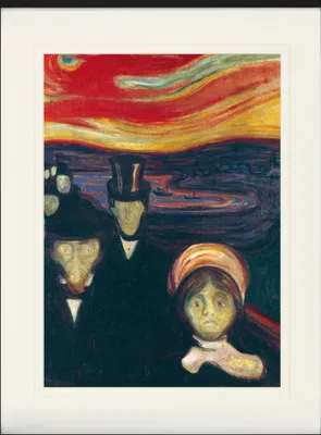 Zdjęcie produktu dla Edvard Munch Oprawiony obraz z eleganckim passe-partout | Obrazy ścienne | W ramie obrazu - Angst, 1894 (80 x 60 cm)