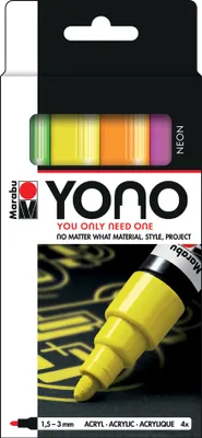 Image de Marabu1240000004000 Marabu Marqueur acrylique "YONO", 1.5 - 3.0 mm, set de 4 NEON