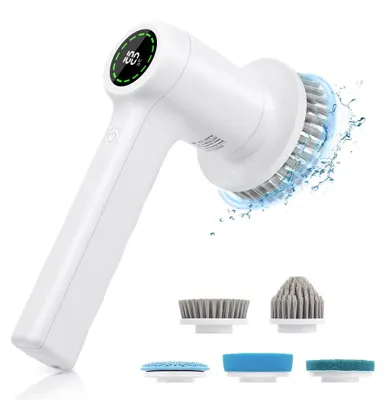 Image de Brosse de nettoyage électrique, sans fil, têtes de brosse interchangeables, brosse 5 en 1, UE