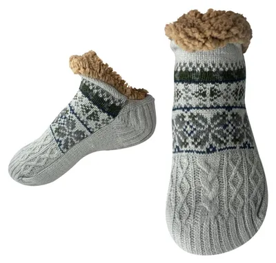 Produktbild von Haussocken Herren Damen Winter Thermosocken mit Antirutsch 1 Paar Grau 39-46