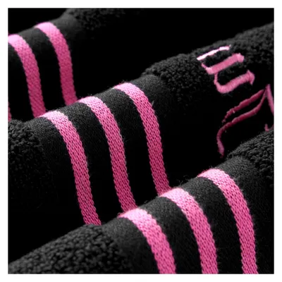 Produktbild von Badetuch-Set, 100% Baumwolle, Schwarz/Hot Pink, Neonbordüre, 6-teilig