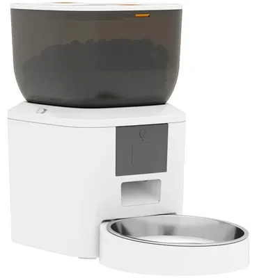 Imagen del producto de Zimilo: Dispensador automático de comida con control mediante aplicación, capacidad de 4 litros, conexión Wi-Fi, ideal para gatos y perros, con grabación de voz de 10 segundos y doble fuente de alimentación
