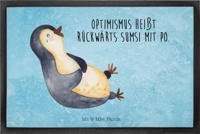 Produktbild von Mr. & Mrs. Panda Schmutzfänger Pinguin Lachen 40 x 60 cm - Eisblau - Geschenk, Fröhlich, Türvorleger, fußmatte, Schmutzfangteppich, Optimismus, Schmutzmatte, Fröhlichkeit