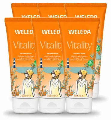 Image de 6 x Crème douche énergisante à l'argousier Weleda - 200 ml - Pack avantage - 6 pièces