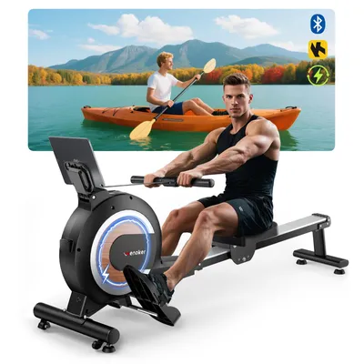 Produktbild von Wenoker Rudergerät für Zuhause, Magnetisches Rudergerät mit APP & LCD-Display, 32 Widerstandsstufen, 160 kg Belastbarkeit, Vertikal Verstaubar