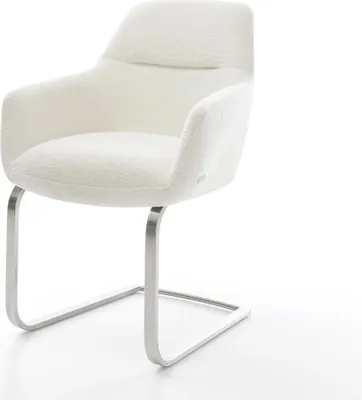 Produktbild von DELIFE Freischwinger Pejo-Flex Bouclé Soft Beige Freischwinger flach Edelstahl Taschenfederkern