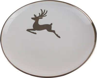 Produktbild von Dessertteller mit Hirschmotiv - weiß/braun - Steingut - Durchmesser 20 cm