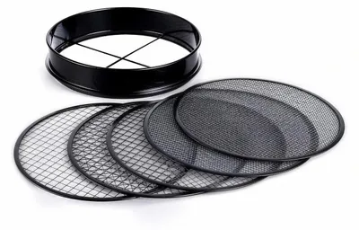Produktbild von Gartensieb Rundsieb Erdsieb - Edelstahl - 5-in-1 - Schwarz - Für Kompost und Sand