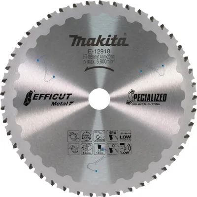 Obrázek produktu pro Pilový kotouč Makita TCT EFFICUT 185 x 20 mm - 45 zubů - kov