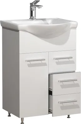 Produktbild von 2-TLG. Waschplatz | Waschtisch Unterschrank 55 cm | Badmöbel Set mit Waschbecken | praktische Schubladen | Lisalo L