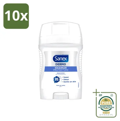 Productafbeelding van 10 x Sanex Maximum Protection Deodorant Stick - 50 ml - Verpakking met 10 stuks