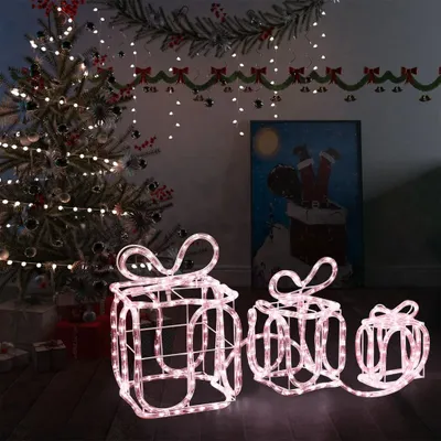 Zdjęcie produktu dla vidaXL Pudełka na prezenty świąteczne ze 180 diodami LED do wnętrz i na zewnątrz