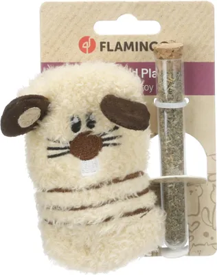 Image de Flamingo Spielzeug : Jouet souris TUCCA, couleur beige, dimensions 8,5 x 2,6 x 11 cm