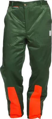 Produktbild von Schnittschutzhose Klasse 1, Forsthose WOODSafe®, kwf-Standard, Bundhose grün/orange, Herren - Waldarbeiterhose mit Schnittschutz Form A, leichtes Gewicht (48)