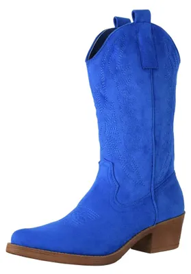 Produktbild von Elara Damen Cowboy Stiefel Biker Boots Chunkyrayan 301-A32SZ Sapphire Blau Suede
