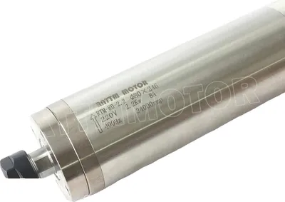 Zdjęcie produktu dla Silnik wrzeciona CNC, moc 2,2 kW, 220 V AC, prędkość 24000 obr/min, wymiary 80 x 246 mm, koncentryczność poniżej 0,01 mm