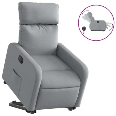 Image de vidaXL Fauteuil relax avec releveur électrique Gris clair Tissu