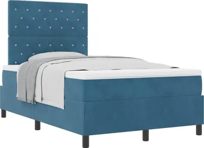 Immagine prodotto di vidaXL Letto a molle con materasso blu scuro 120 x 200 cm in velluto