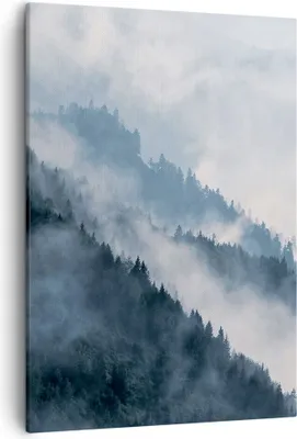 Produktbild von Bild auf Leinwand - Leinwandbild - Einteilig - Berge Nebel Bäume - 50x70cm - Wand Bild - Wanddeko - Wandbilder - Leinwanddruck - Kunstdruck - Wanddekoration - Leinwand bilder - Wandbild - PA50x70-4429