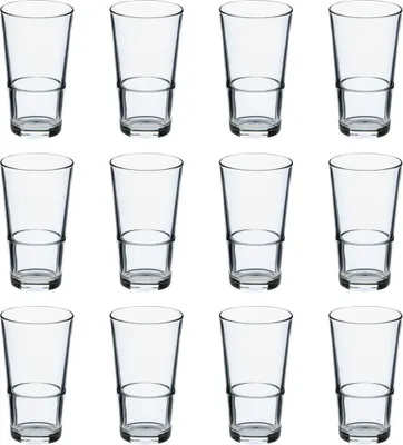 Immagine prodotto di 12 x bicchiere lungo, bicchiere, vetro, trasparente, 34 cl, Ø 7,5 cm, altezza: 13,5 cm
