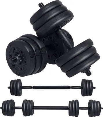 Produktbild von 2 in 1 Hantelset,Kurzhanteln & Langhanteln Kurzhantelstange ,Krafttraining Hantelscheiben Kurzhanteln 20KG Schwarz