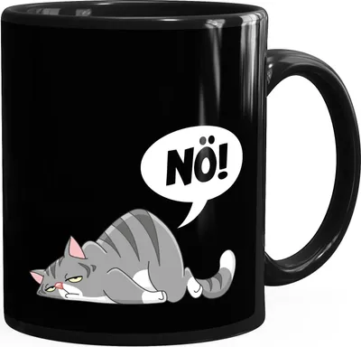 Produktbild von Kaffee-Tasse Nö! Nein Katze pupsen furzen kein Bock Motivation Bürotasse lustige Kaffeebecher MoonWorks® schwarz Keramik-Tasse