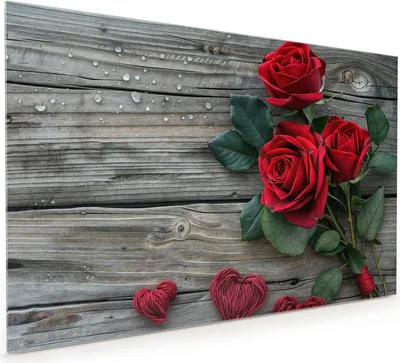 Produktbild von Küchenrückwand Spritzschutz Glas mit Motiv Romantische Rosenherzen 40 x 40 cm