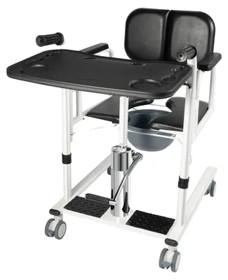 Obrázek produktu pro Zvedací křeslo pro pacienty, hydraulický pohon, opěradlo sklopné o 180°, černé